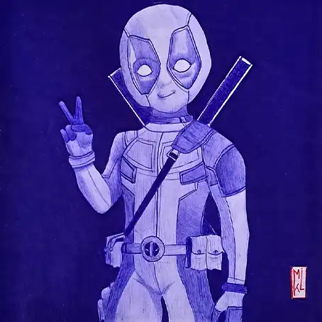 Baby Dead-pool - dessin au stylo Bic