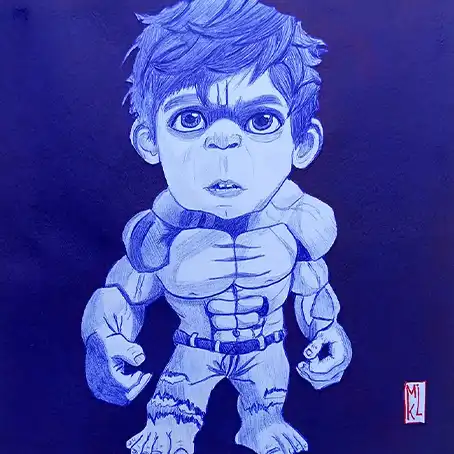 Baby Hulk - Dessin au stylo Bic