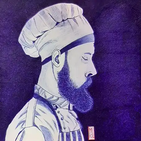 Portrait d'un cuisinier au stylo Bic