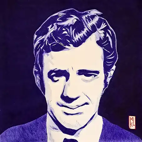 Portrait de Jean Paul Belmondo au stylo Bic