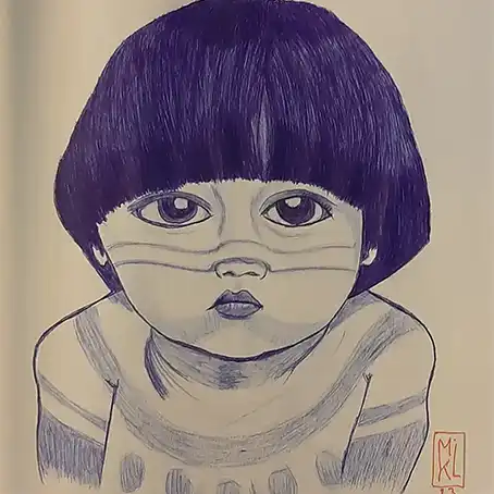 Portrait d'un jeune indien au stylo Bic