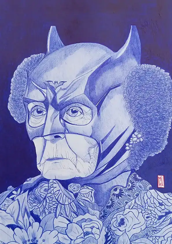 Mamie Batman - dessin au stylo Bic